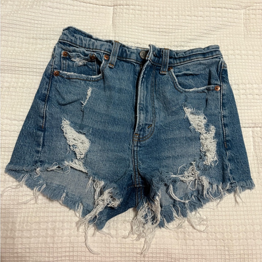 Abercrombie & Fitch Blue Distressed Jean Shorts